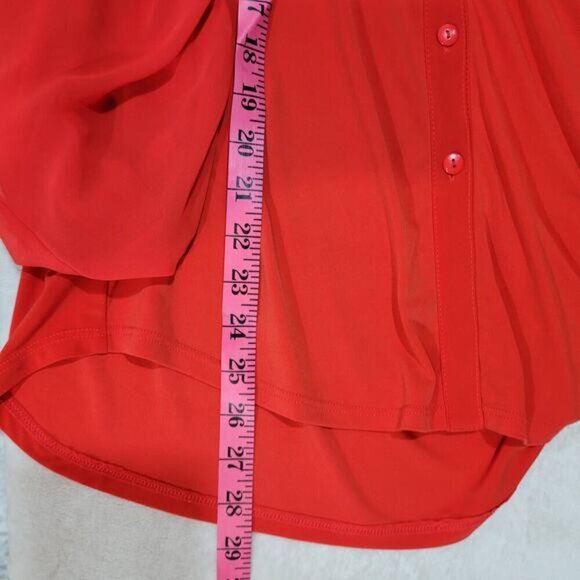 Joseph RIbkoff‎ Vibrant Deep Orange Chiffon Blouse with Pleated Dolman Sleeves - Picture 8 of 8